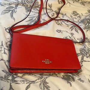 Coach Foldover Crossbody Clutch Red
